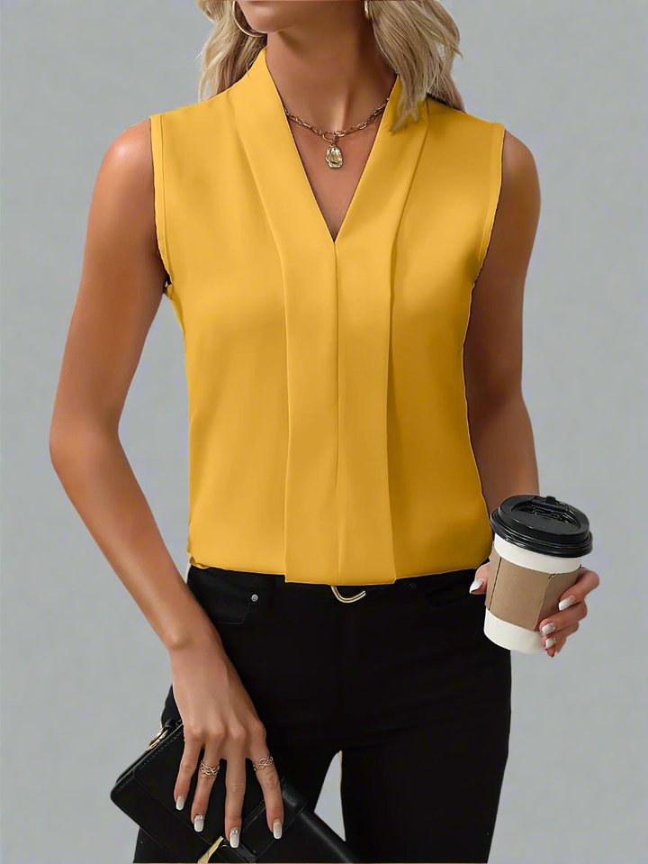 Avery | Women's Elegant Satin Sleeveless V-Neck Blouse Carol & Margaret Wilmington