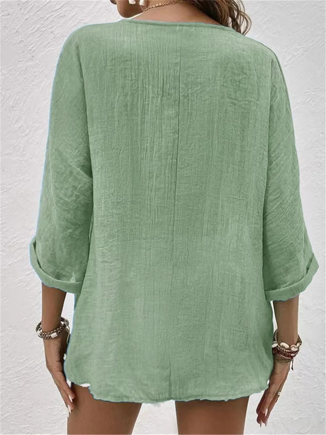 Badette | Women's Casual Cotton V-Neck Button-Front Top Carol & Margaret Wilmington