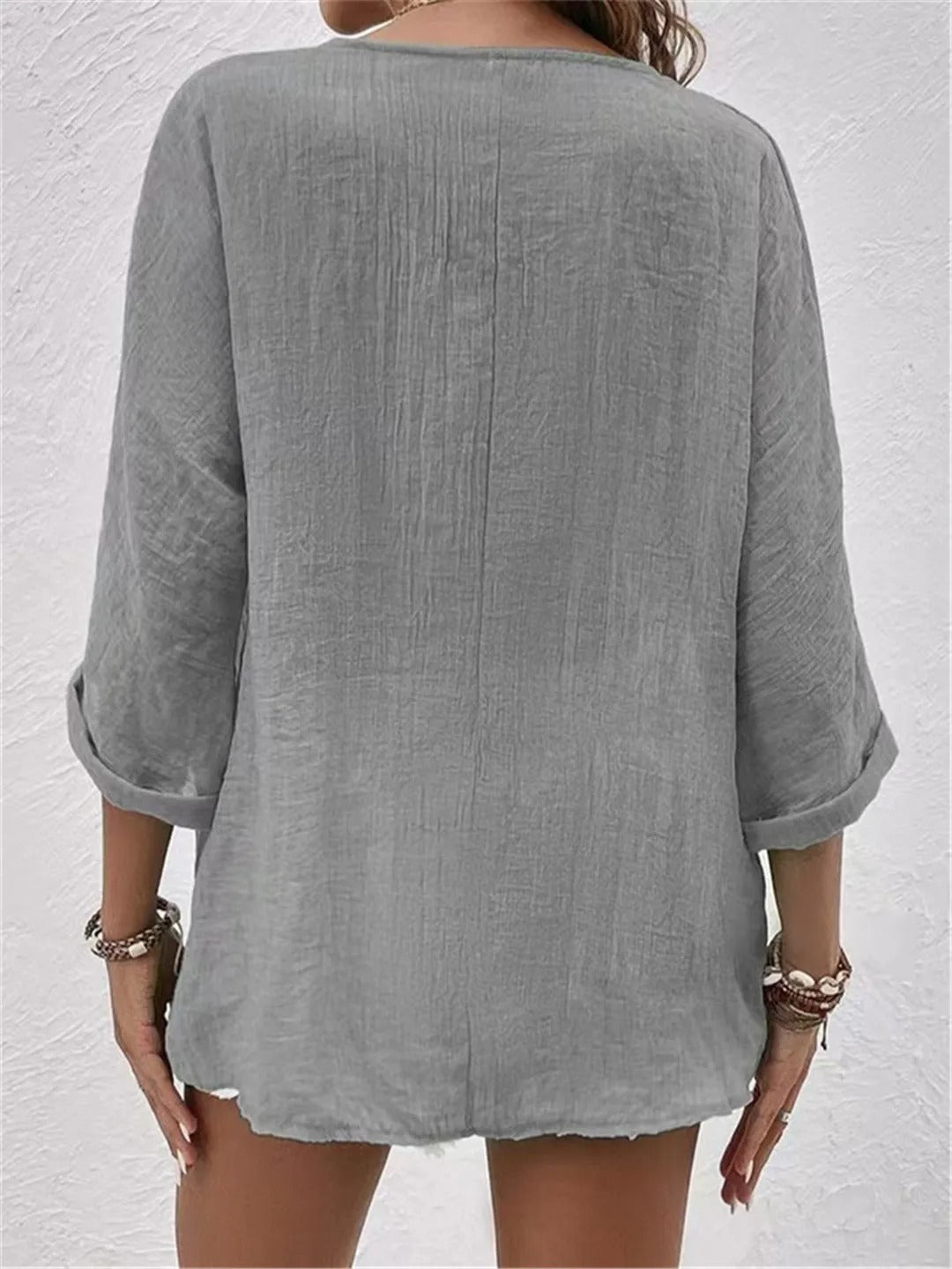 Badette | Women's Casual Cotton V-Neck Button-Front Top Carol & Margaret Wilmington