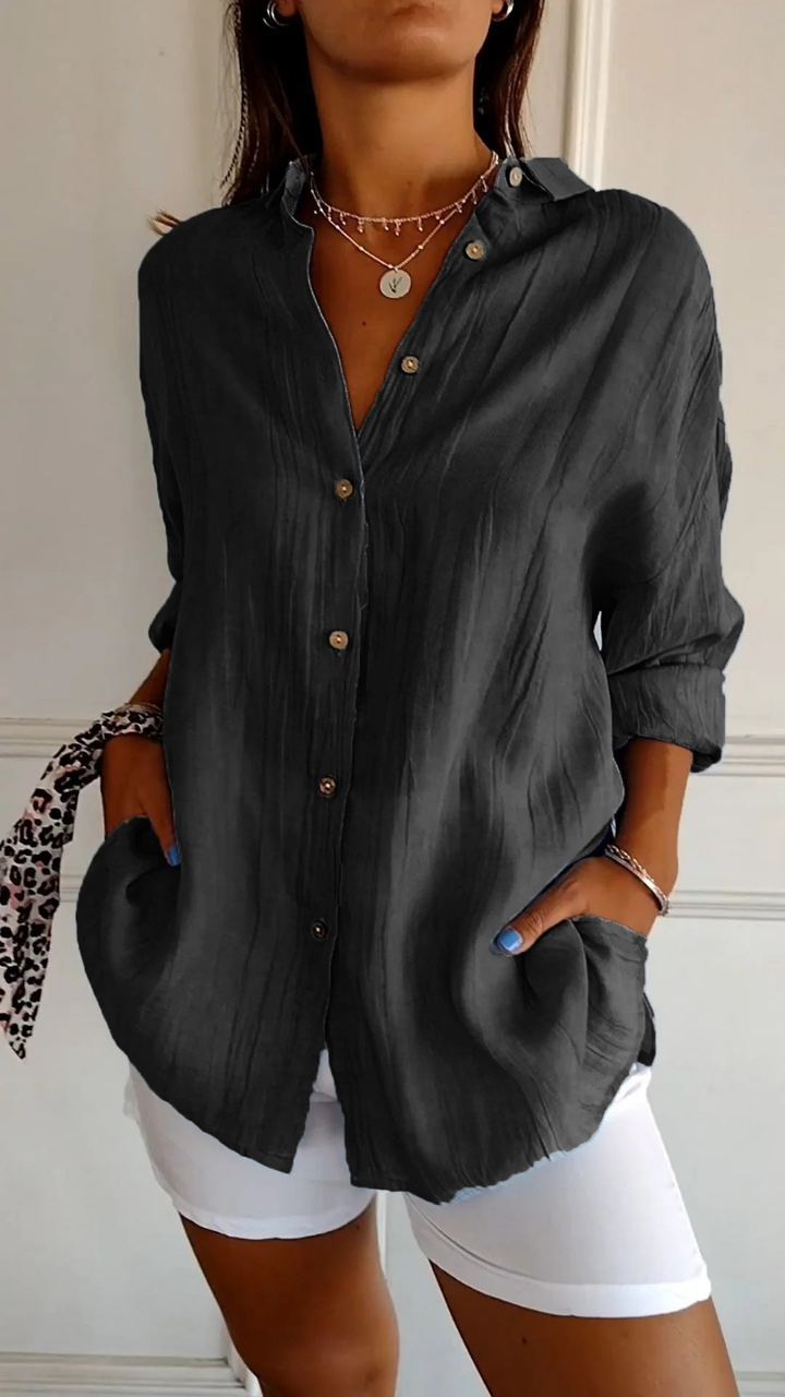 Bea | Women's Linen Oversized Button-Down Collared Shirt Carol & Margaret Wilmington