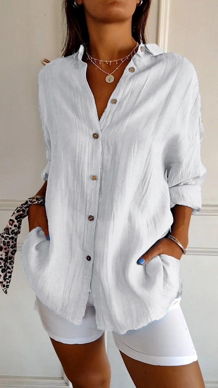Bea | Women's Linen Oversized Button-Down Collared Shirt Carol & Margaret Wilmington