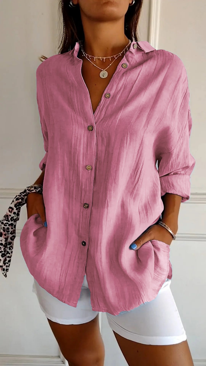 Bea | Women's Linen Oversized Button-Down Collared Shirt Carol & Margaret Wilmington