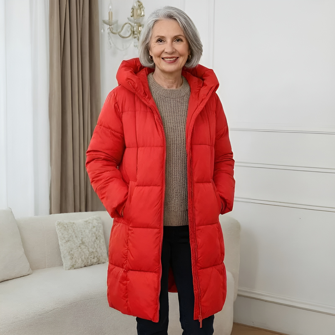 Amelia | Women’s Long Hooded Quilted Puffer Coat