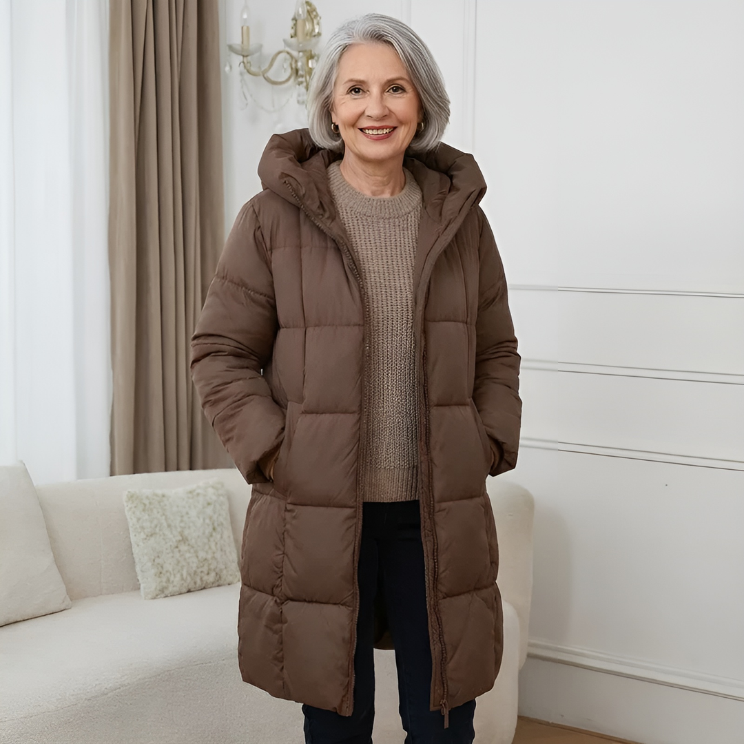 Amelia | Women’s Long Hooded Quilted Puffer Coat