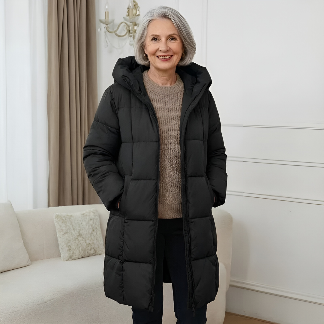 Amelia | Women’s Long Hooded Quilted Puffer Coat