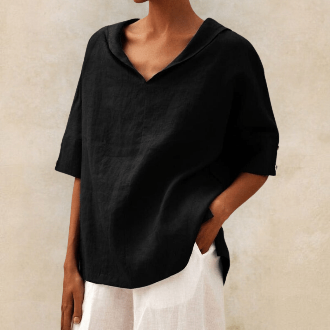 Berna | Women's Casual Linen Collared V-Neck Tunic Top Carol & Margaret Wilmington