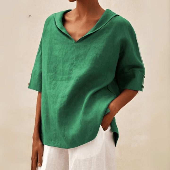 Berna | Women's Casual Linen Collared V-Neck Tunic Top Carol & Margaret Wilmington