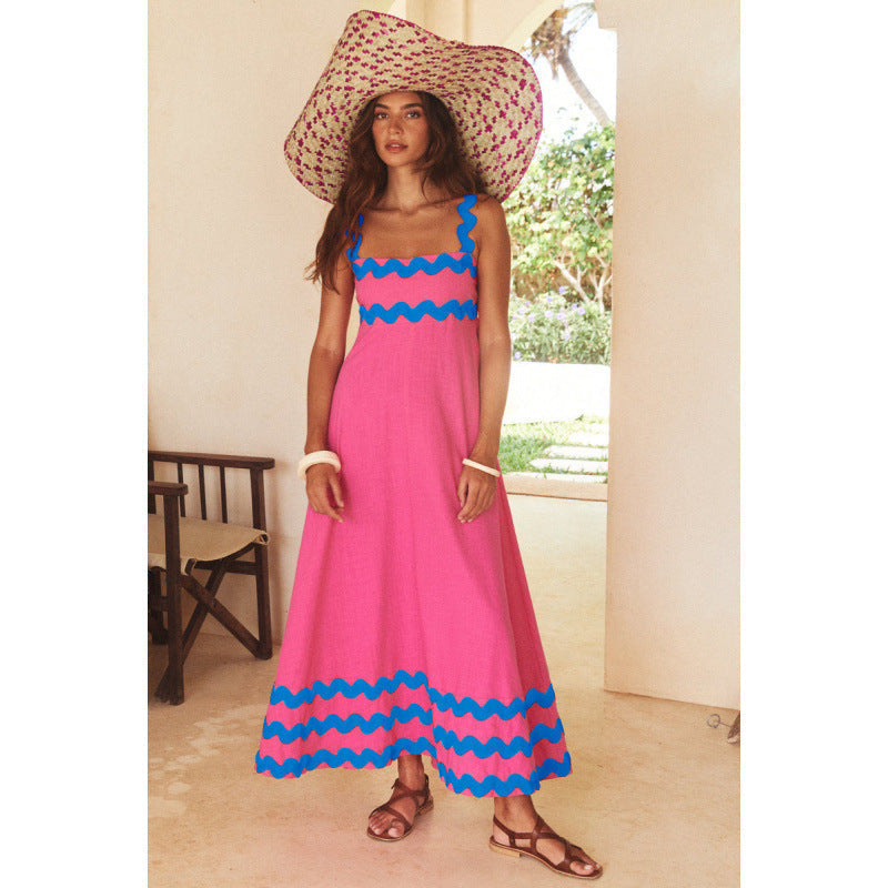 Bettina | Women's Cotton Ric Rac Trim Square Neck Maxi Dress Carol & Margaret Wilmington