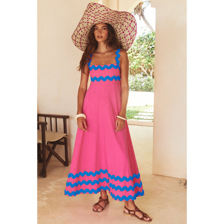 Bettina | Women's Cotton Ric Rac Trim Square Neck Maxi Dress Carol & Margaret Wilmington