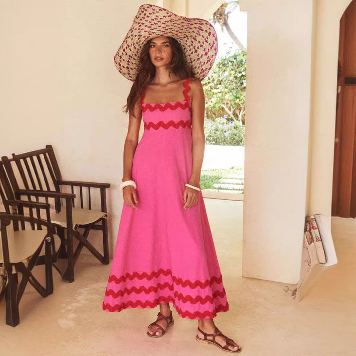 Bettina | Women's Cotton Ric Rac Trim Square Neck Maxi Dress Carol & Margaret Wilmington