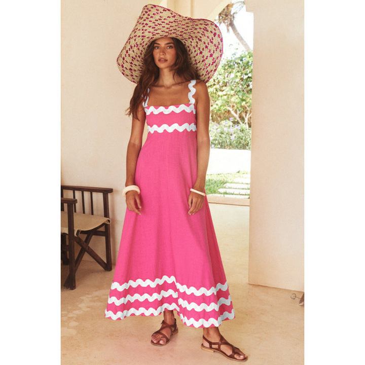 Bettina | Women's Cotton Ric Rac Trim Square Neck Maxi Dress Carol & Margaret Wilmington