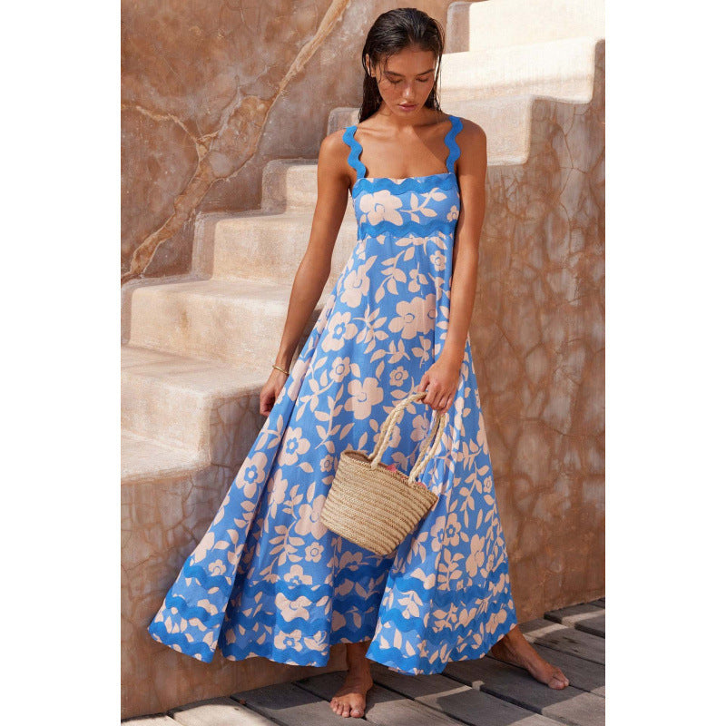 Bettina | Women's Cotton Ric Rac Trim Square Neck Maxi Dress Carol & Margaret Wilmington