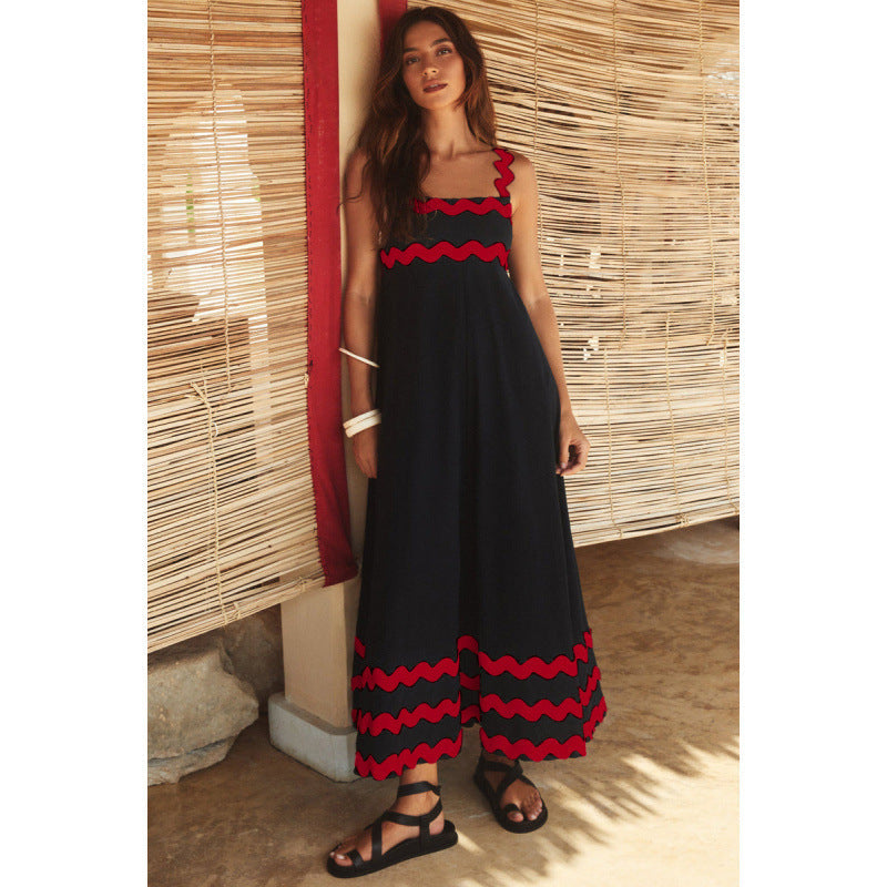 Bettina | Women's Cotton Ric Rac Trim Square Neck Maxi Dress Carol & Margaret Wilmington