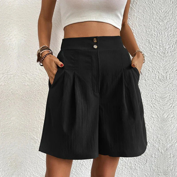 Blythe | Women's Linen High-Waist Pleated Wide-Leg Shorts Carol & Margaret Wilmington