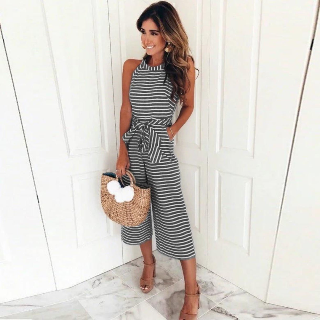 Bria | Women's Cotton Halter Neck Tie-Waist Culotte Jumpsuit Carol & Margaret Wilmington