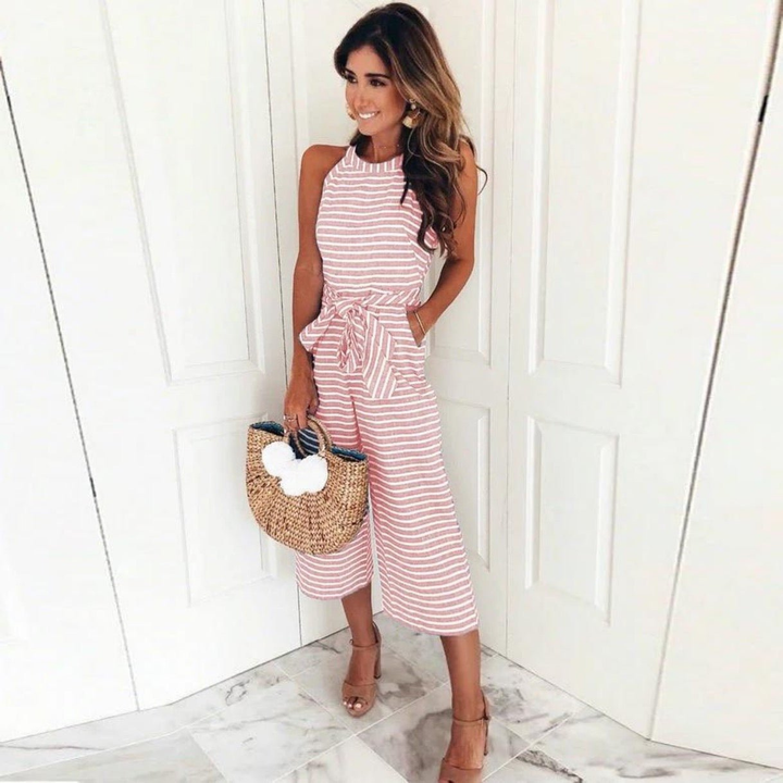 Bria | Women's Cotton Halter Neck Tie-Waist Culotte Jumpsuit Carol & Margaret Wilmington