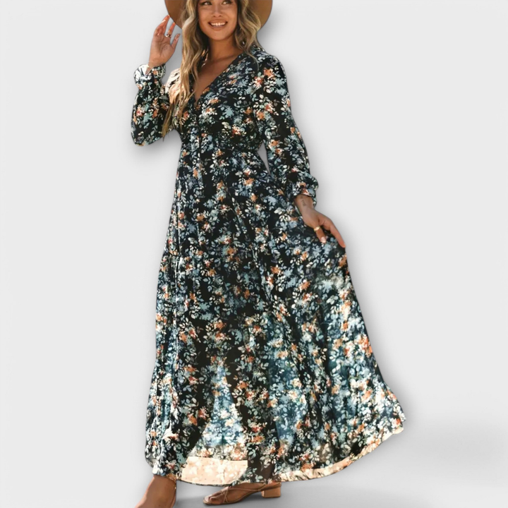 Brielle | Women's Chiffon Floral Long Sleeve Tiered Maxi Dress Carol & Margaret Wilmington