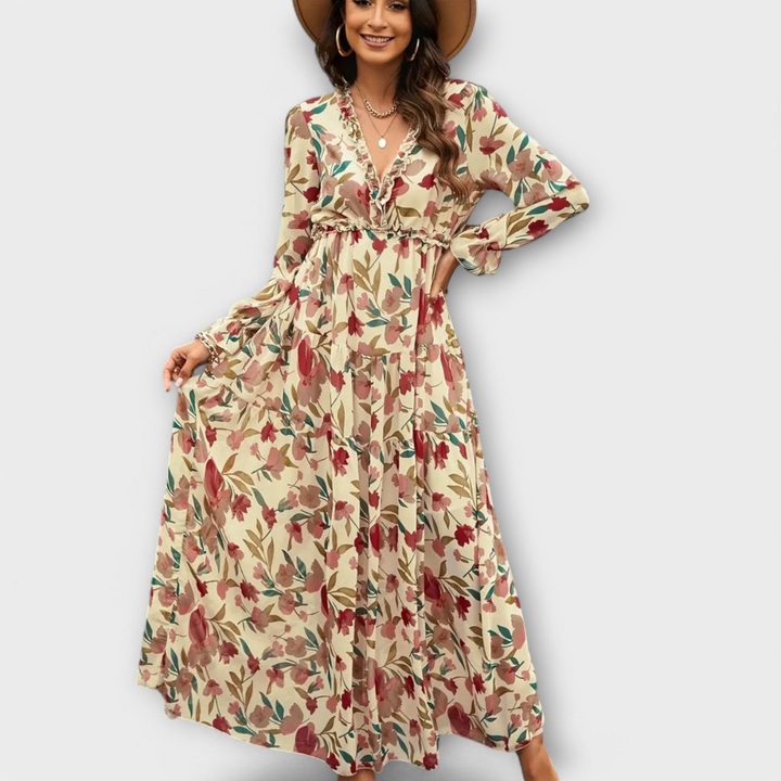 Brielle | Women's Chiffon Floral Long Sleeve Tiered Maxi Dress Carol & Margaret Wilmington
