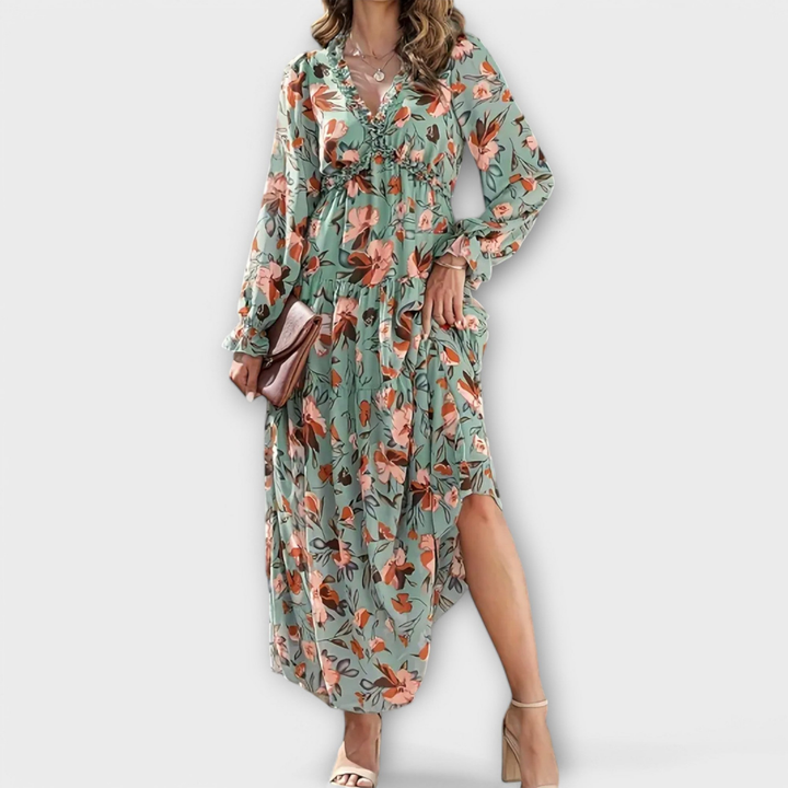 Brielle | Women's Chiffon Floral Long Sleeve Tiered Maxi Dress Carol & Margaret Wilmington