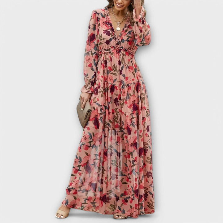 Brielle | Women's Chiffon Floral Long Sleeve Tiered Maxi Dress Carol & Margaret Wilmington