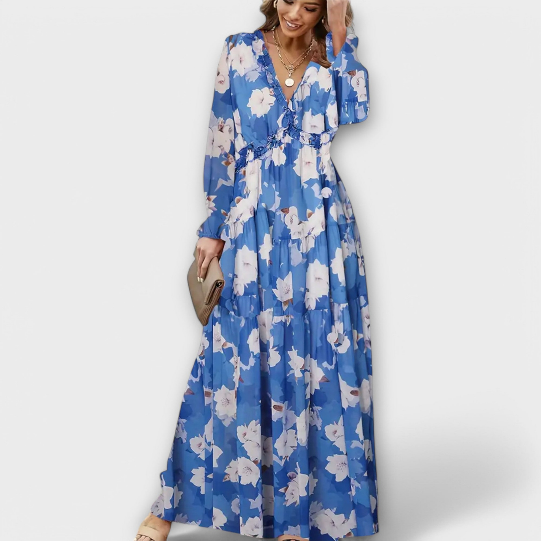 Brielle | Women's Chiffon Floral Long Sleeve Tiered Maxi Dress Carol & Margaret Wilmington