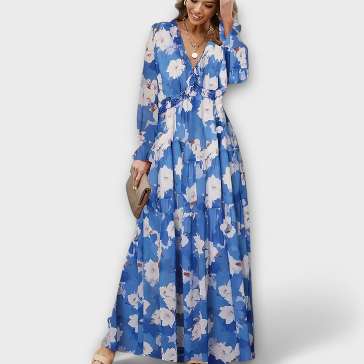 Brielle | Women's Chiffon Floral Long Sleeve Tiered Maxi Dress Carol & Margaret Wilmington