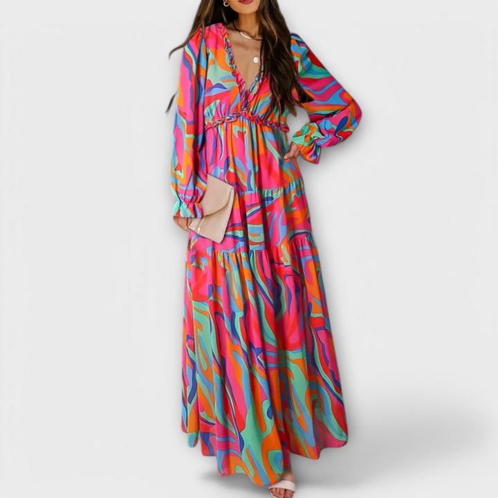 Brielle | Women's Chiffon Floral Long Sleeve Tiered Maxi Dress Carol & Margaret Wilmington