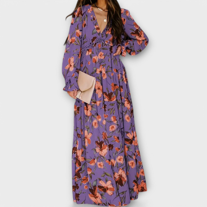 Brielle | Women's Chiffon Floral Long Sleeve Tiered Maxi Dress Carol & Margaret Wilmington