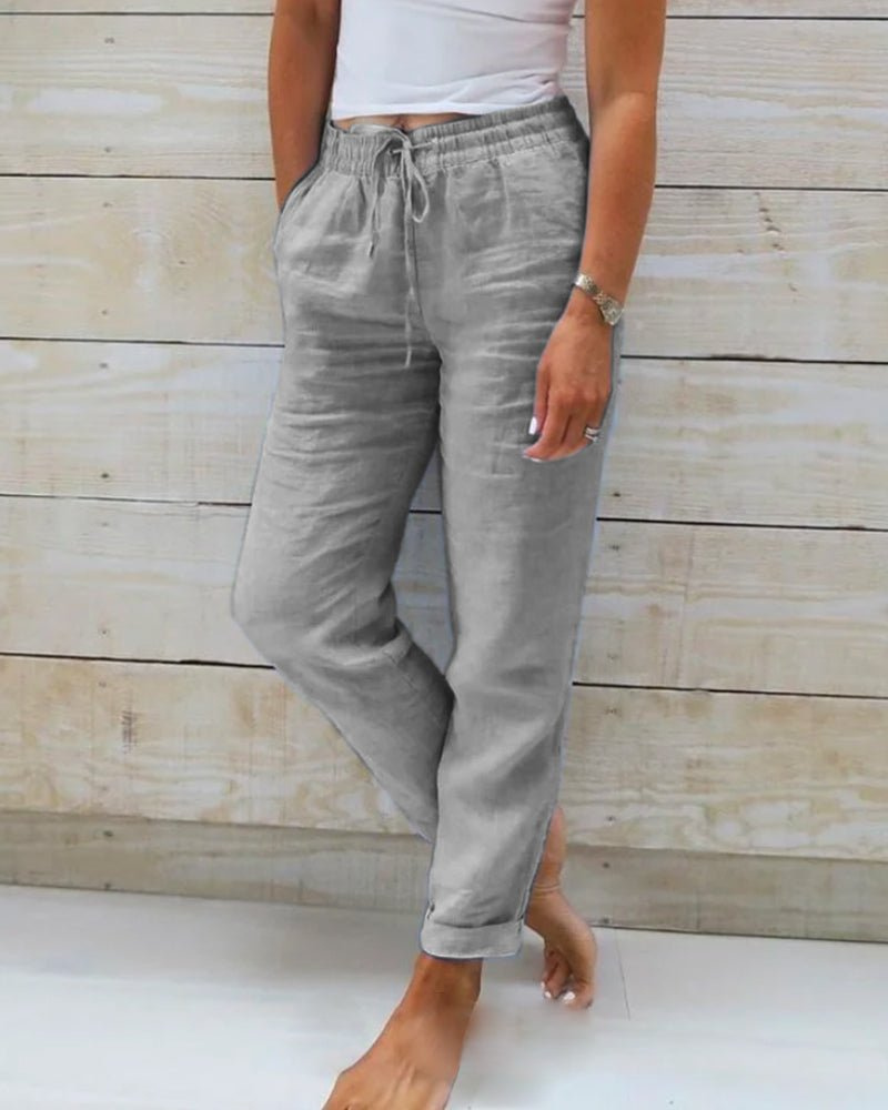 Brielle | Women's Linen Drawstring Elasticated Waist Straight-Leg Pants Carol & Margaret Wilmington