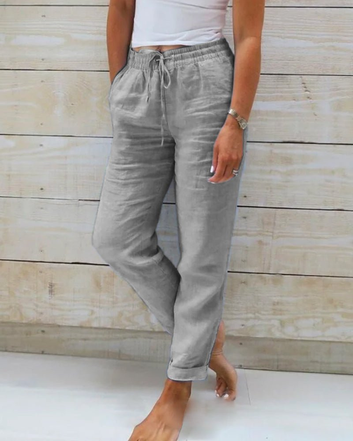 Brielle | Women's Linen Drawstring Elasticated Waist Straight-Leg Pants Carol & Margaret Wilmington