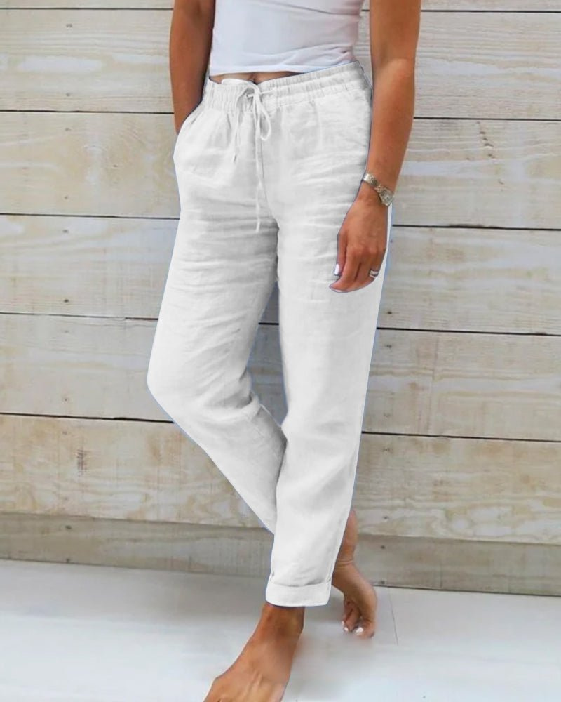 Brielle | Women's Linen Drawstring Elasticated Waist Straight-Leg Pants Carol & Margaret Wilmington