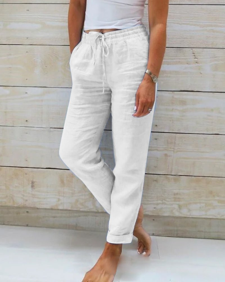 Brielle | Women's Linen Drawstring Elasticated Waist Straight-Leg Pants Carol & Margaret Wilmington