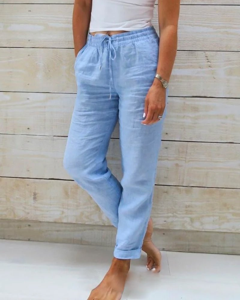 Brielle | Women's Linen Drawstring Elasticated Waist Straight-Leg Pants Carol & Margaret Wilmington