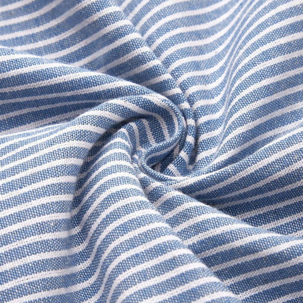 Britta | Women's Linen Striped Button-Trim Scoop Neck Midi Dress Carol & Margaret Wilmington