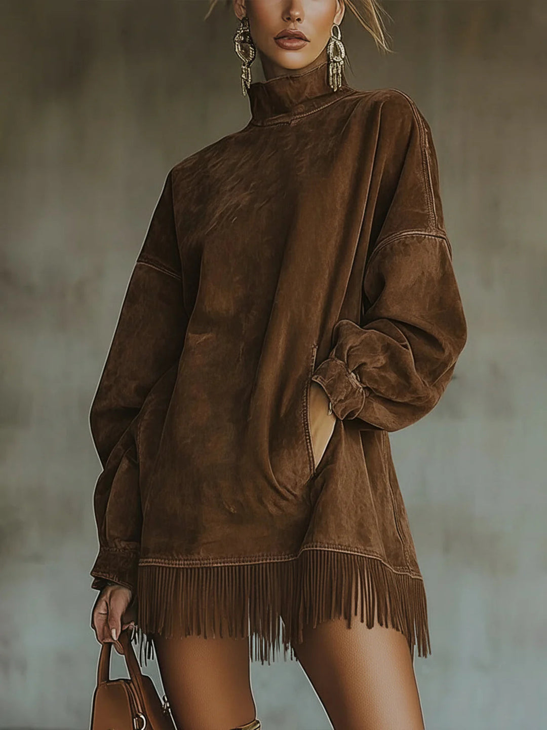 C&M® | Suede Fringe Turtleneck Dress Carol & Margaret Wilmington