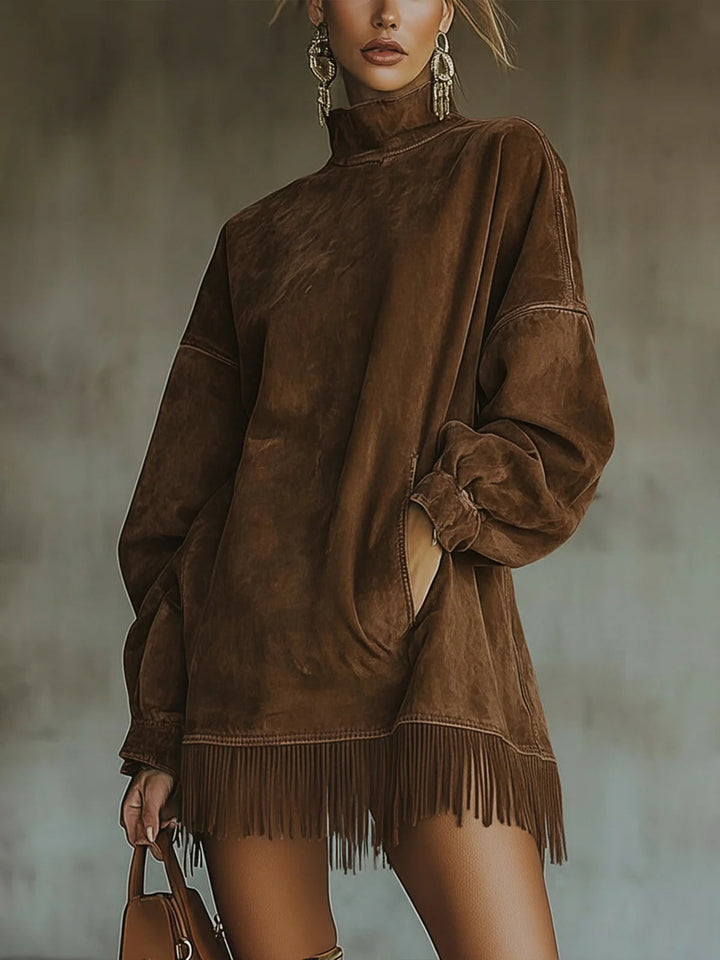 C&M® | Suede Fringe Turtleneck Dress Carol & Margaret Wilmington