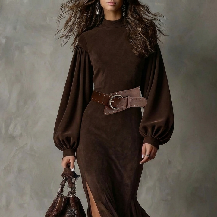 C&M® | Vintage Lantern-Sleeve Midi Dress
