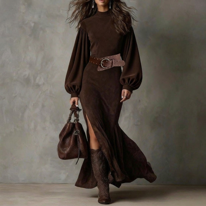 C&M® | Vintage Lantern-Sleeve Midi Dress