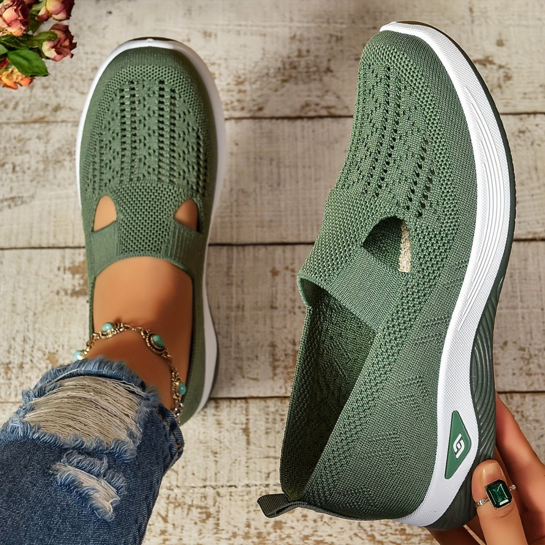 Caris | Women's Breathable Knit Cutout Slip-On Wedge Sneakers Carol & Margaret Wilmington