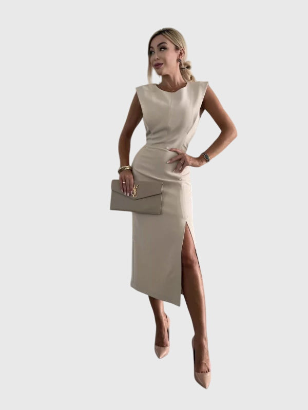 Celeste | Women's Stretch Sleeveless Side-Slit Bodycon Midi Dress Carol & Margaret Wilmington