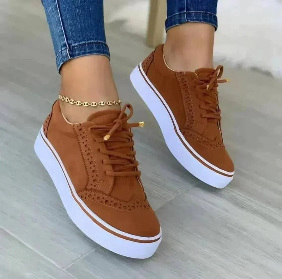 Araceli | Womens Casual Lace Up Brogue Detail Sneakers