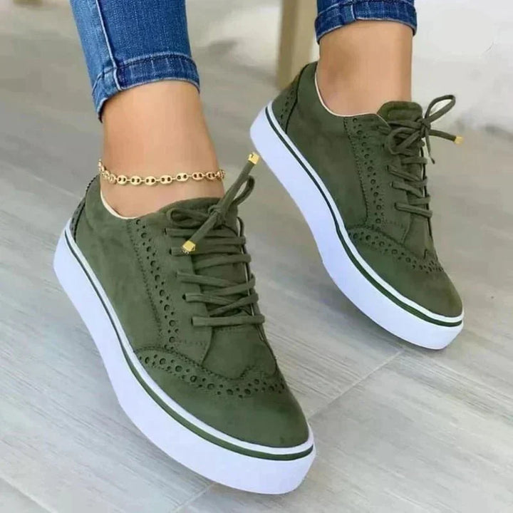 Araceli | Womens Casual Lace Up Brogue Detail Sneakers