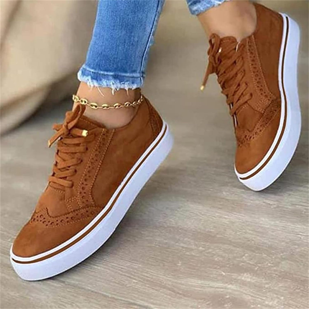 Araceli | Womens Casual Lace Up Brogue Detail Sneakers
