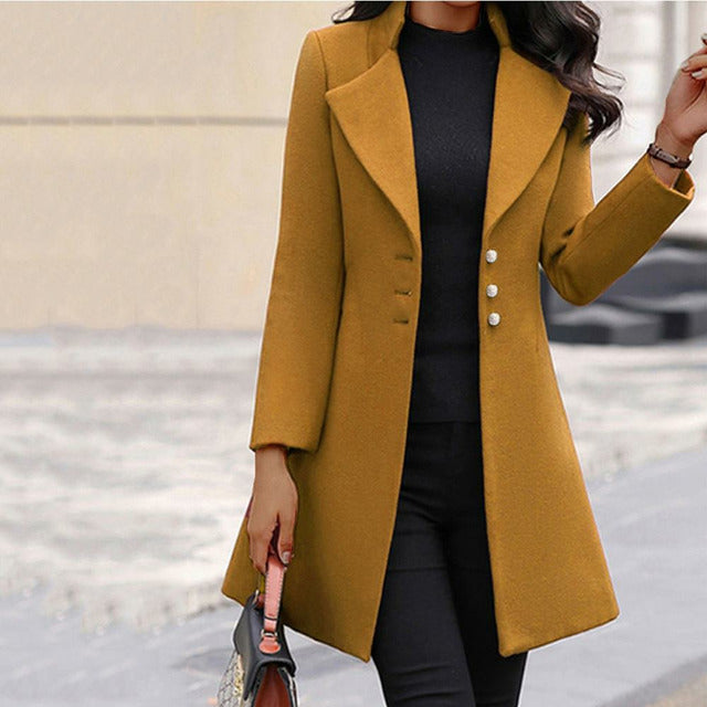 Salma | Women's Tailored Lapel Collar Long Coat