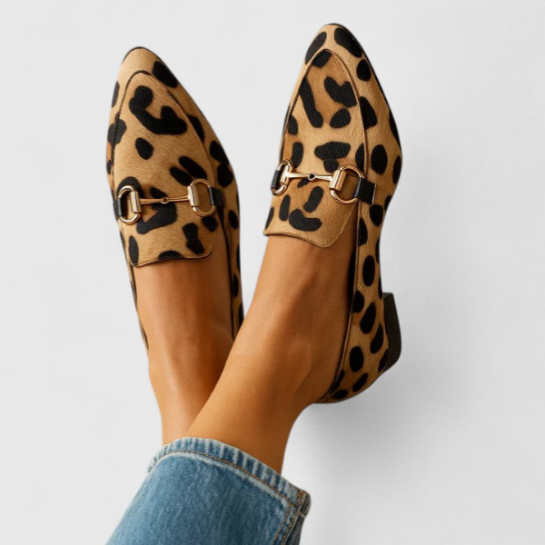 Cleo | Women's Brown Suede Leopard Print Horsebit Pointed Toe Loafers Carol & Margaret Wilmington
