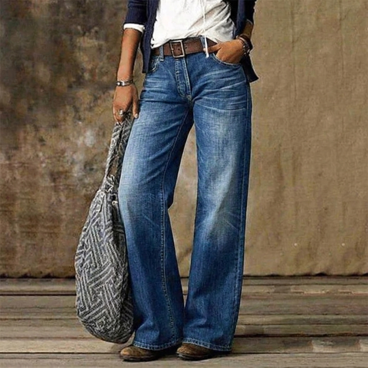 Cleo | Women's Cotton Faded Wide-Leg Straight Pants