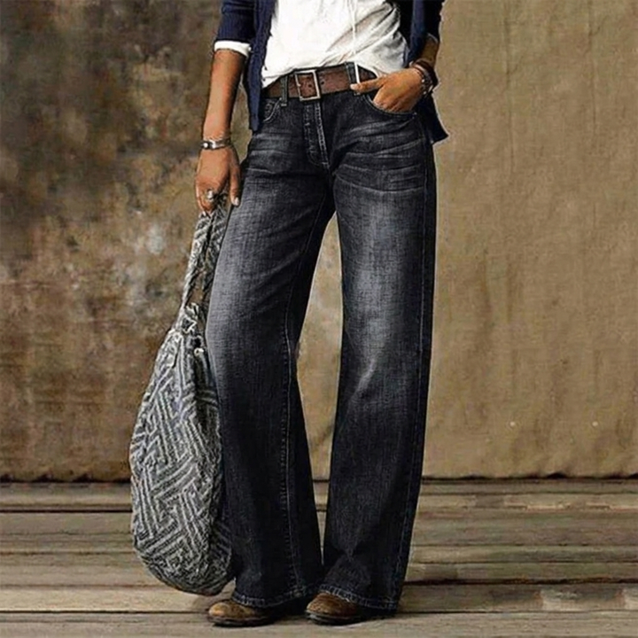 Cleo | Women's Cotton Faded Wide-Leg Straight Pants