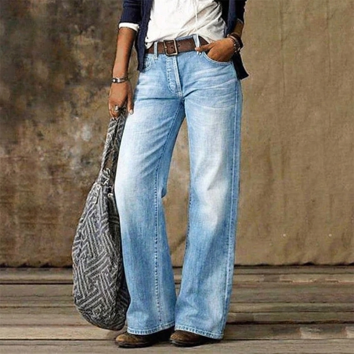 Cleo | Women's Cotton Faded Wide-Leg Straight Pants