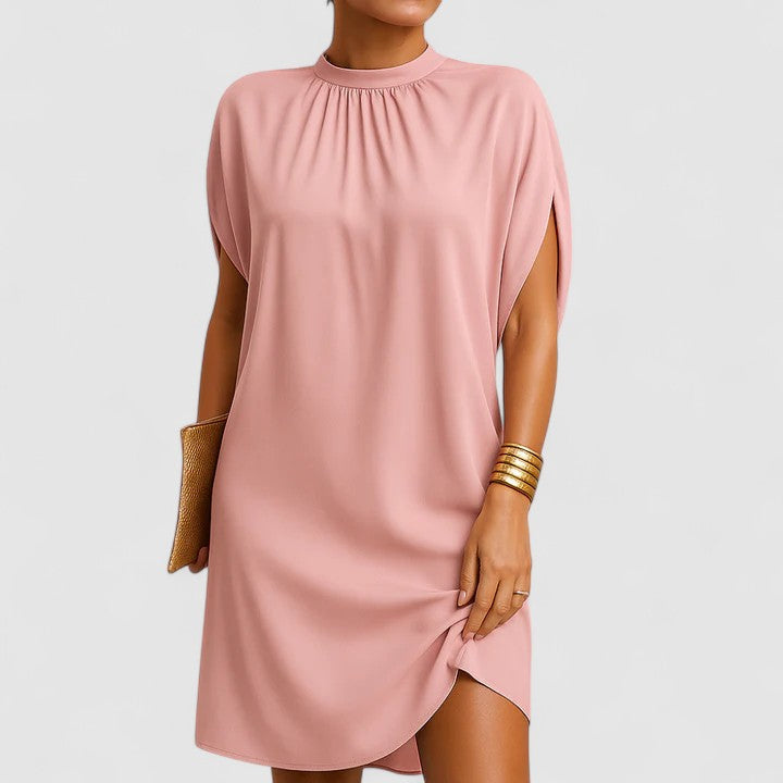 Corinna | Women's Satin Mock Neck Split Sleeve Mini Dress Carol & Margaret Wilmington
