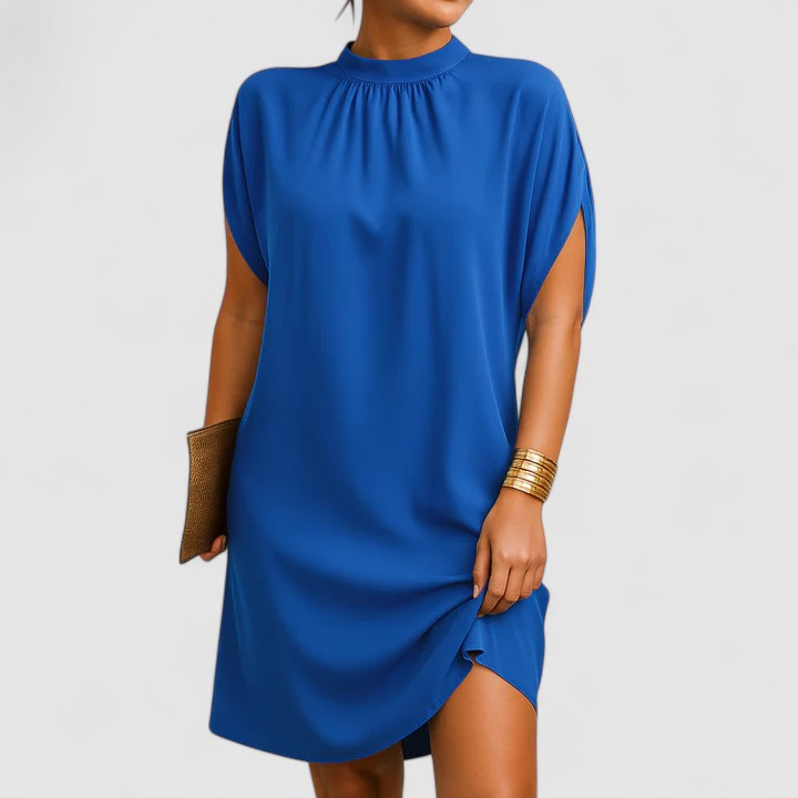Corinna | Women's Satin Mock Neck Split Sleeve Mini Dress Carol & Margaret Wilmington